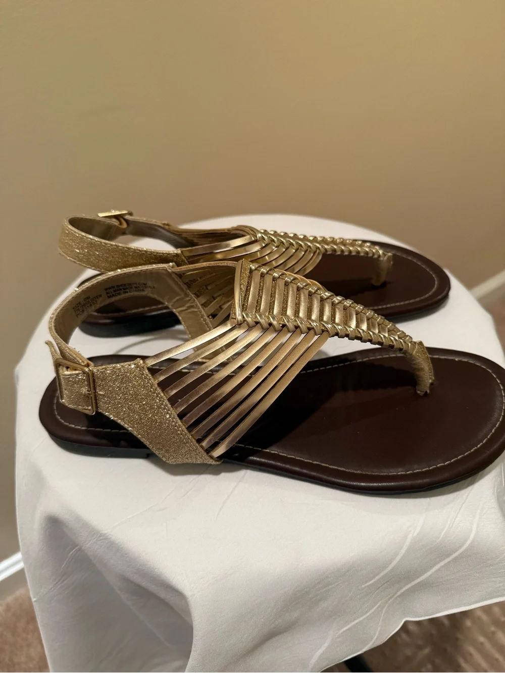 Hot Cakes Women's Gold Strappy Gladiator Sandals